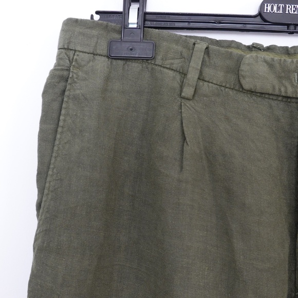 Boglioli Men's Italy 100% Linen Dark Green/Khaki Casual Pants Size US 34 - Picture 5 of 10